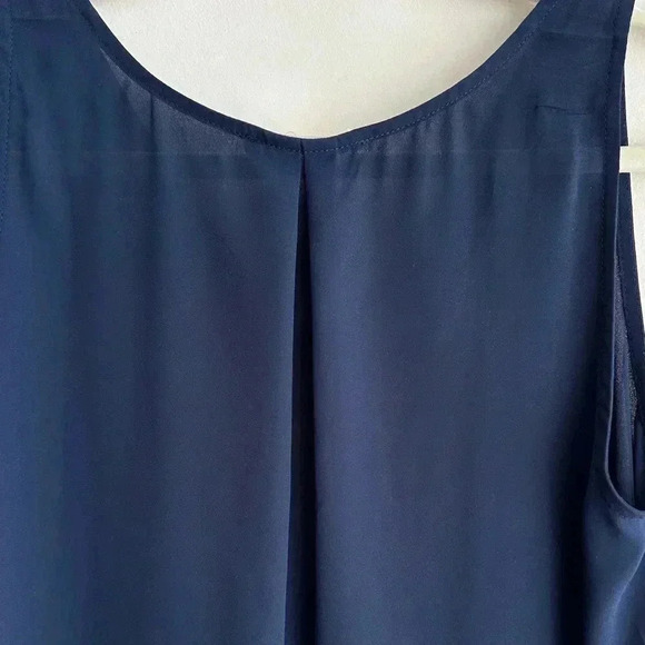 Elodie Navy Blue Swing Tank Top, Sheer Flowy Blouse, Size Small - Picture 15 of 16